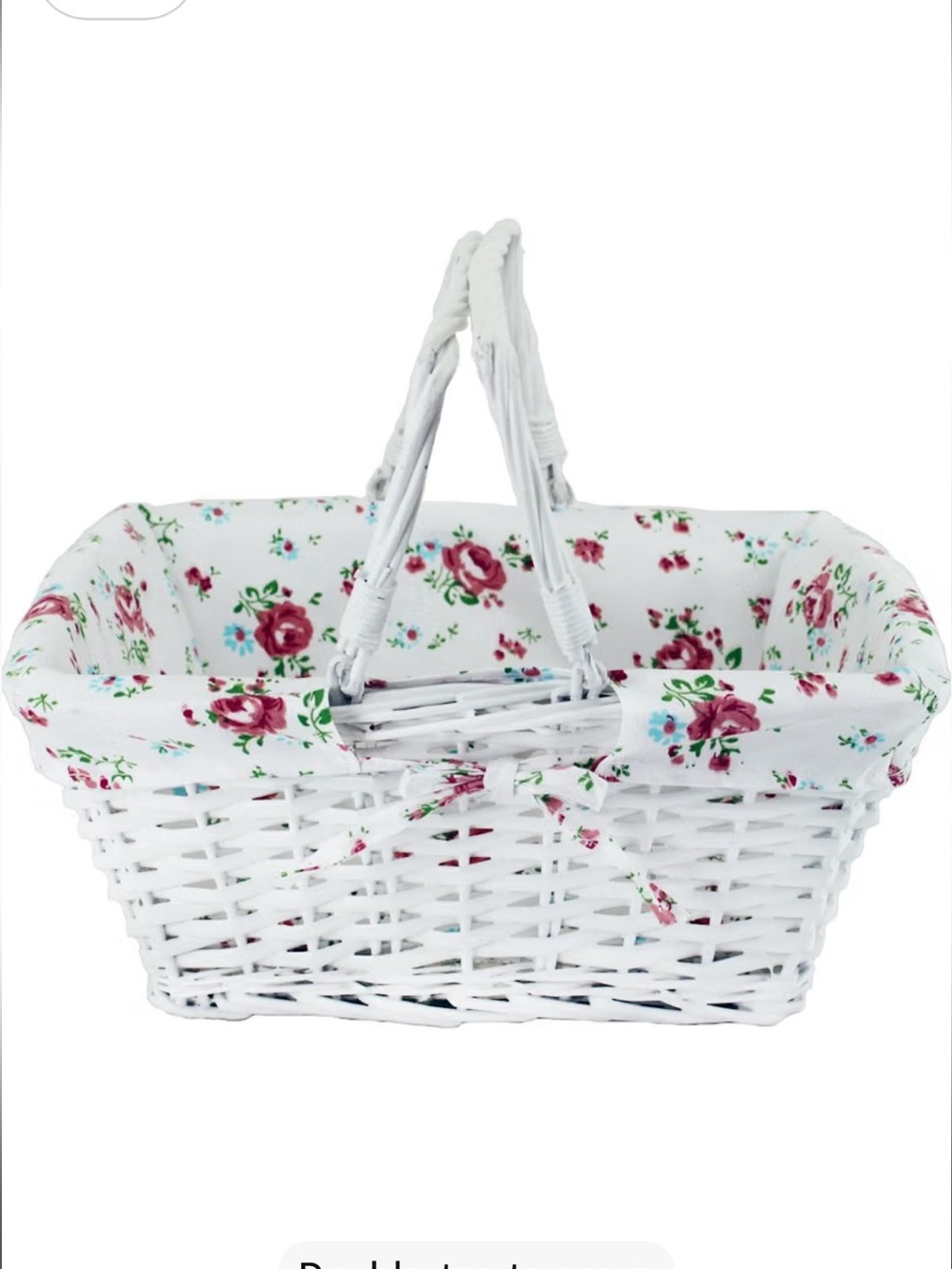 White Wicker Picnic Basket with Handles
handwoven Floral Print